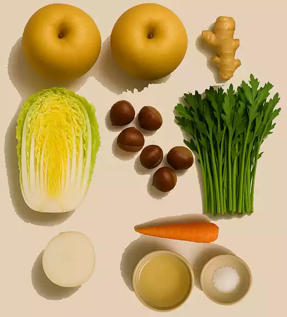 Korean Temple Food in Winter : Seasonal Vegan Recipes for a Healthy Cold Season 5 17Korean Temple Food in Winter_Seasonal Vegan Recipes_Tong-Baebaek Kimchi_Ingredients